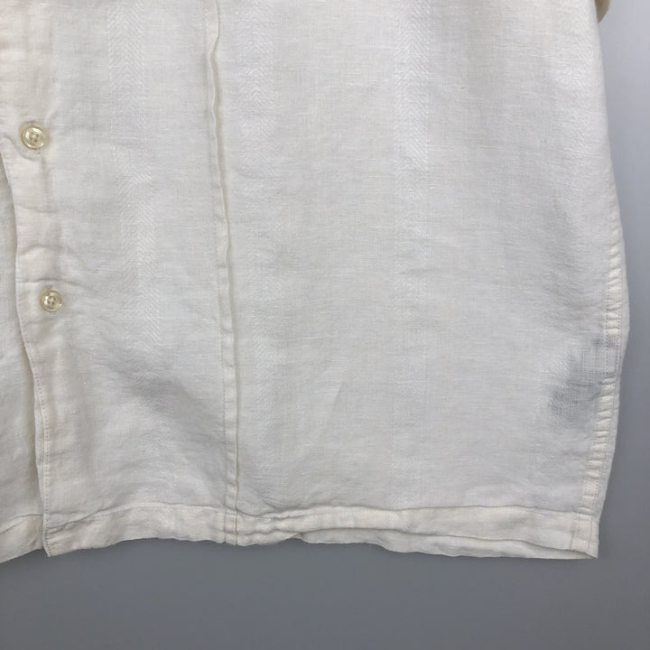 Liz Claiborne claiborne short sleeve linen shirt box shirt men's XL size linen white type Vintage Second Hand