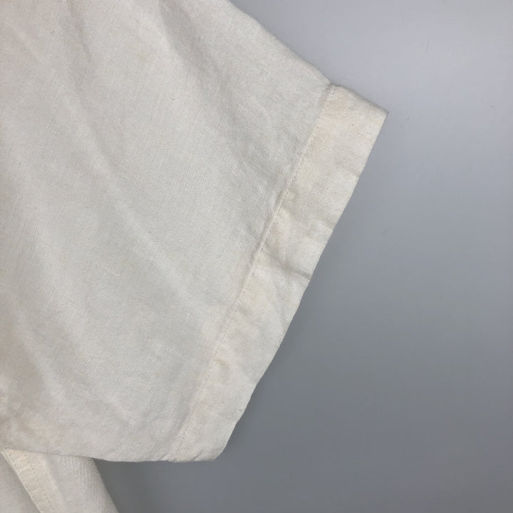 Liz Claiborne claiborne short sleeve linen shirt box shirt men's XL size linen white type Vintage Second Hand