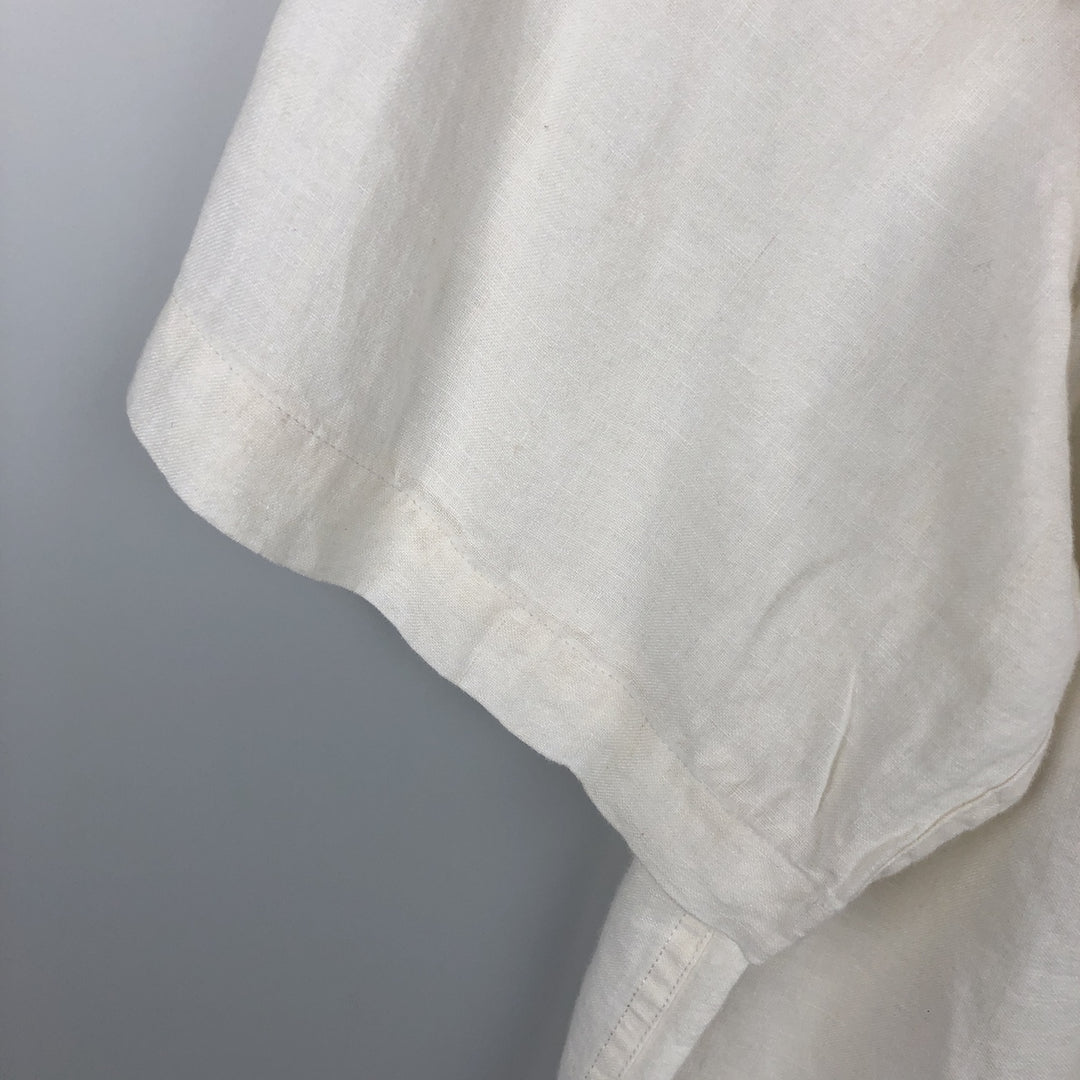 Liz Claiborne claiborne short sleeve linen shirt box shirt men's XL size linen white type Vintage Second Hand