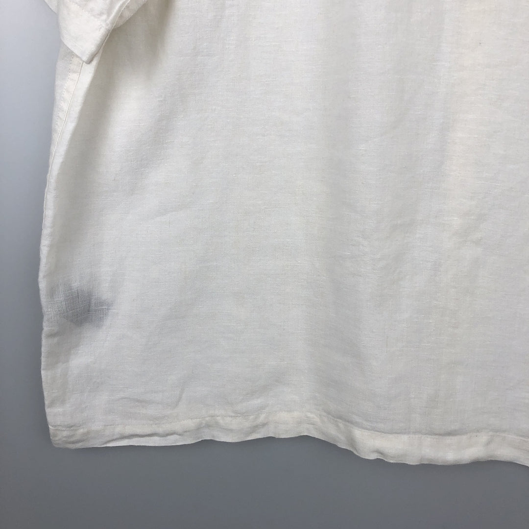 Liz Claiborne claiborne short sleeve linen shirt box shirt men's XL size linen white type Vintage Second Hand