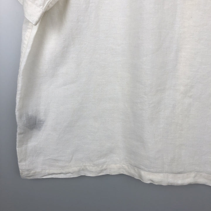 Liz Claiborne claiborne short sleeve linen shirt box shirt men's XL size linen white type Vintage Second Hand