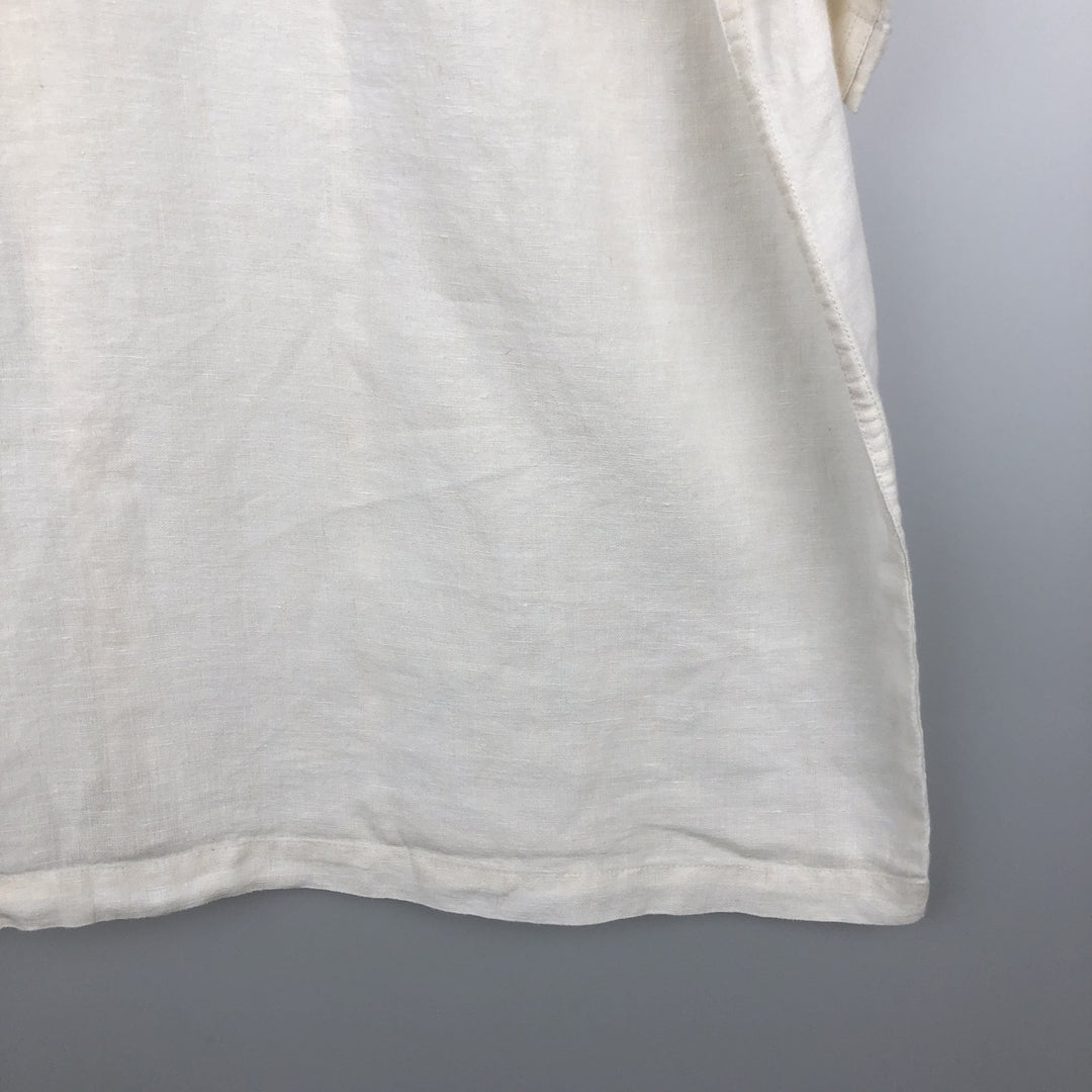 Liz Claiborne claiborne short sleeve linen shirt box shirt men's XL size linen white type Vintage Second Hand