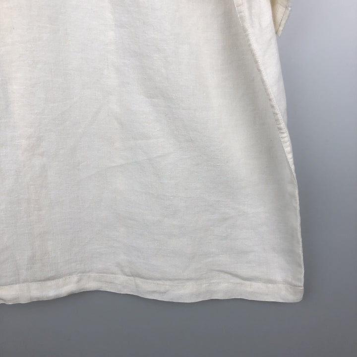 Liz Claiborne claiborne short sleeve linen shirt box shirt men's XL size linen white type Vintage Second Hand