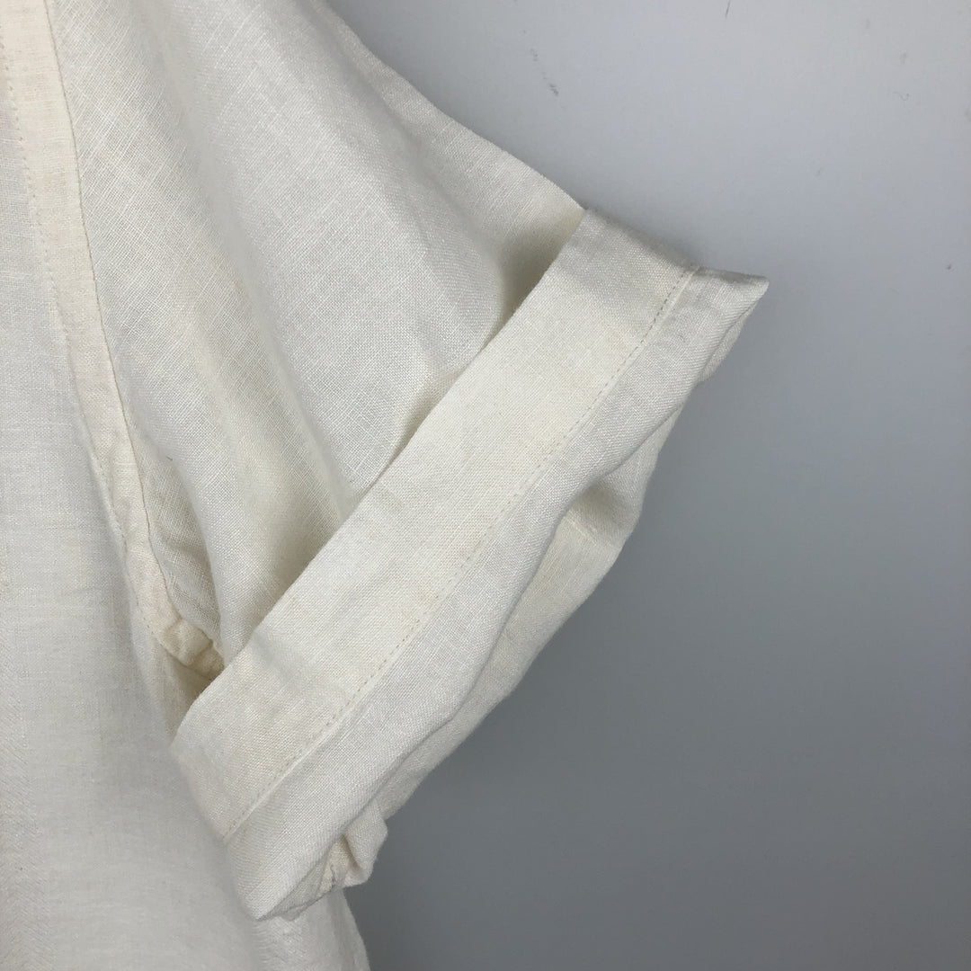 Liz Claiborne claiborne short sleeve linen shirt box shirt men's XL size linen white type Vintage Second Hand