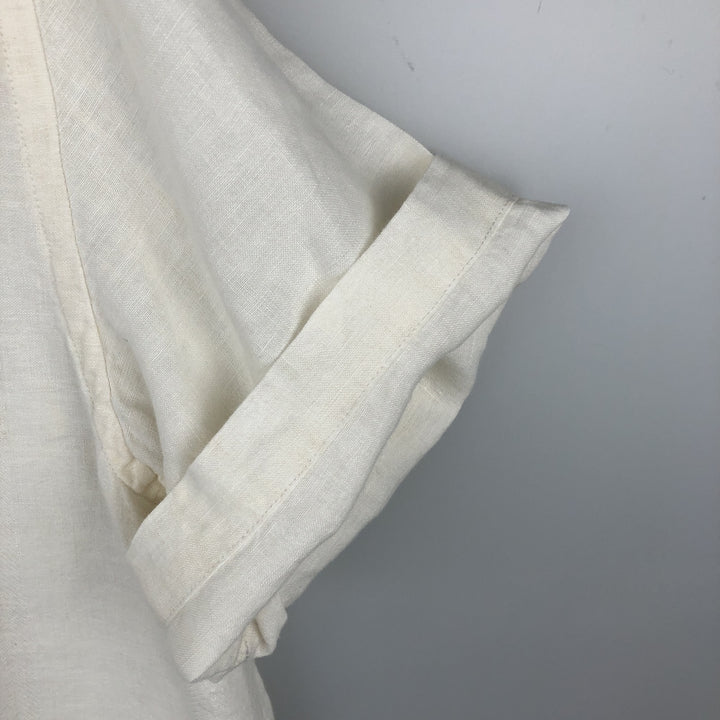 Liz Claiborne claiborne short sleeve linen shirt box shirt men's XL size linen white type Vintage Second Hand