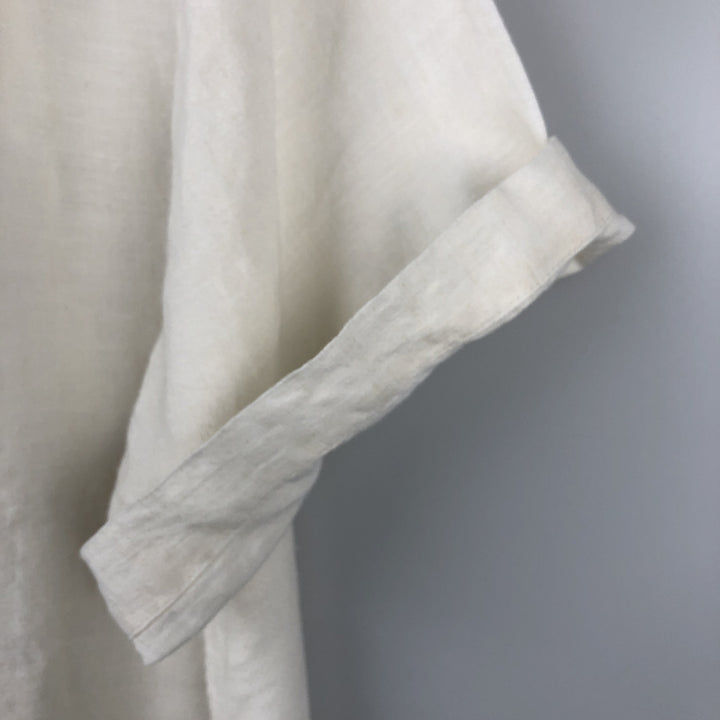 Liz Claiborne claiborne short sleeve linen shirt box shirt men's XL size linen white type Vintage Second Hand