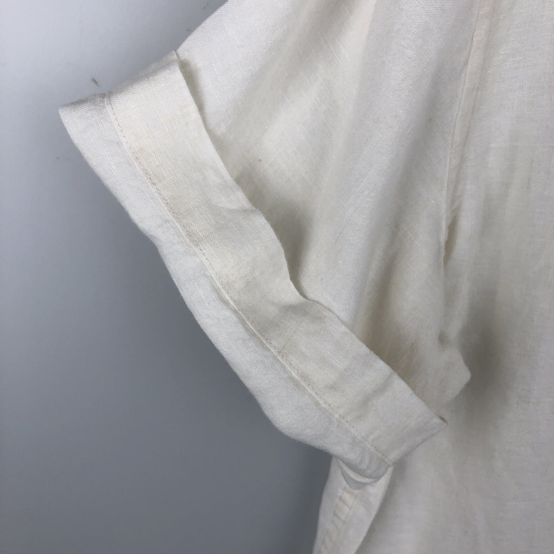 Liz Claiborne claiborne short sleeve linen shirt box shirt men's XL size linen white type Vintage Second Hand