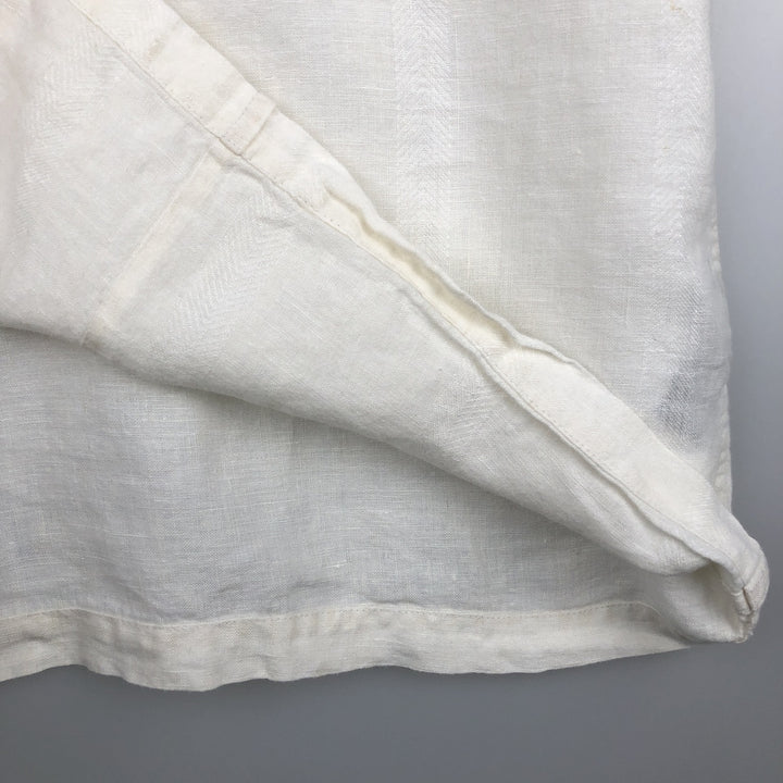 Liz Claiborne claiborne short sleeve linen shirt box shirt men's XL size linen white type Vintage Second Hand