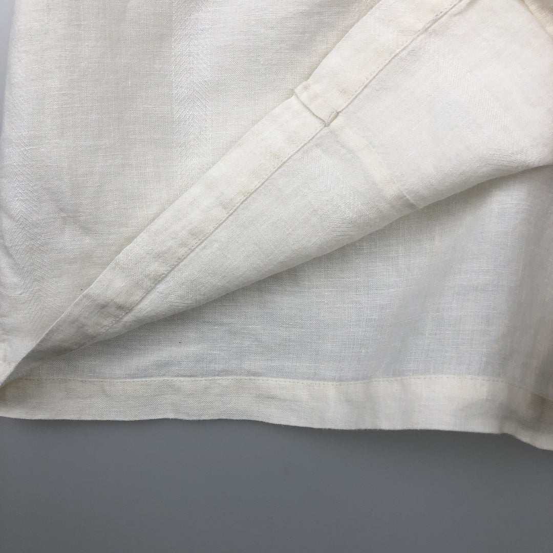 Liz Claiborne claiborne short sleeve linen shirt box shirt men's XL size linen white type Vintage Second Hand