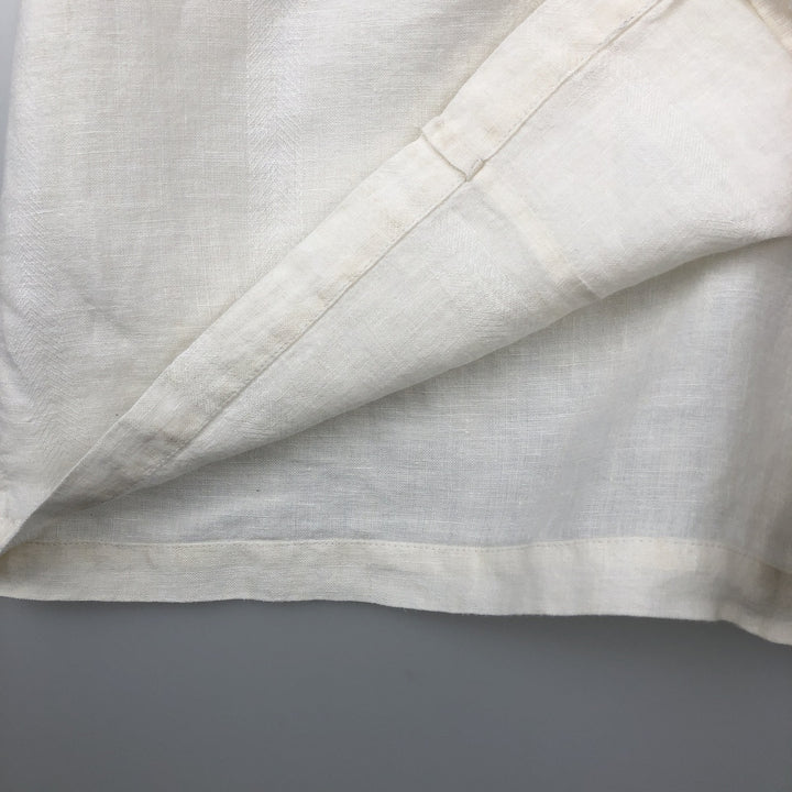 Liz Claiborne claiborne short sleeve linen shirt box shirt men's XL size linen white type Vintage Second Hand