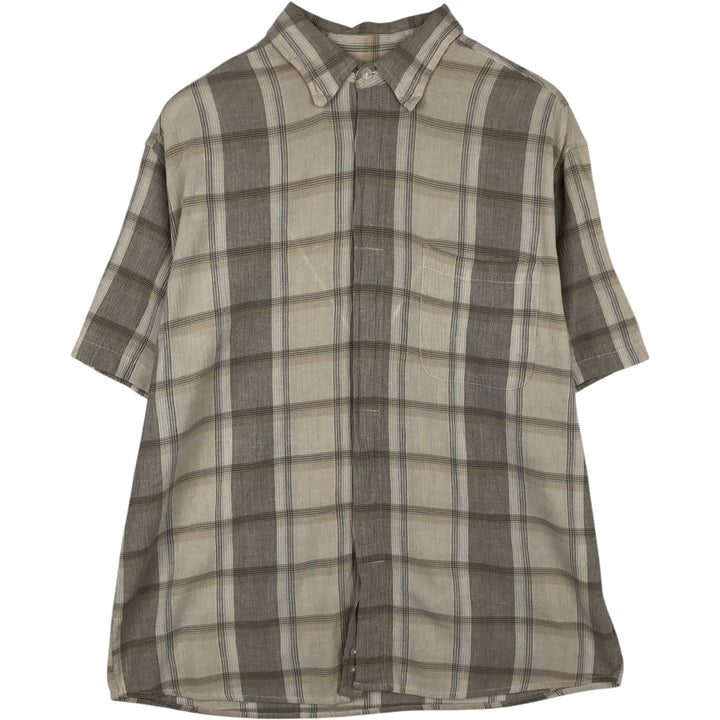 CRB Short-Sleeve Cotton x Rayon Check Shirt, Men's Size L (approx.) cotton Khaki type Vintage Second Hand