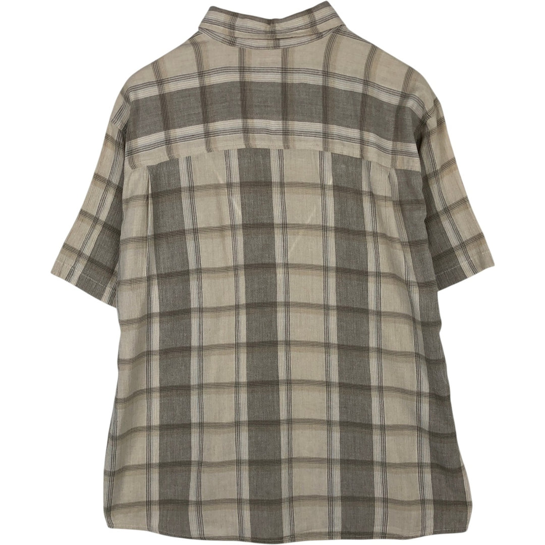 CRB Short-Sleeve Cotton x Rayon Check Shirt, Men's Size L (approx.) cotton Khaki type Vintage Second Hand