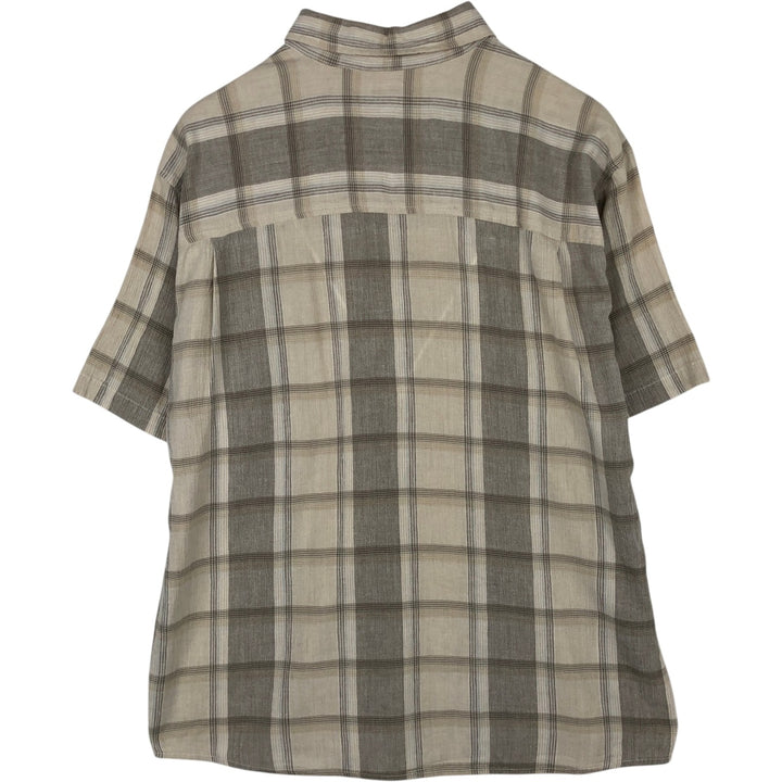 CRB Short-Sleeve Cotton x Rayon Check Shirt, Men's Size L (approx.) cotton Khaki type Vintage Second Hand