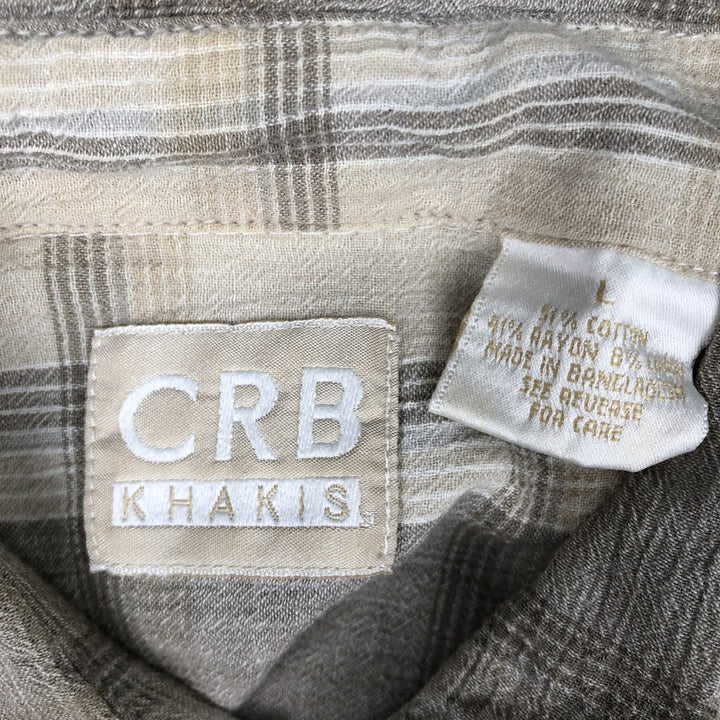 CRB Short-Sleeve Cotton x Rayon Check Shirt, Men's Size L (approx.) cotton Khaki type Vintage Second Hand