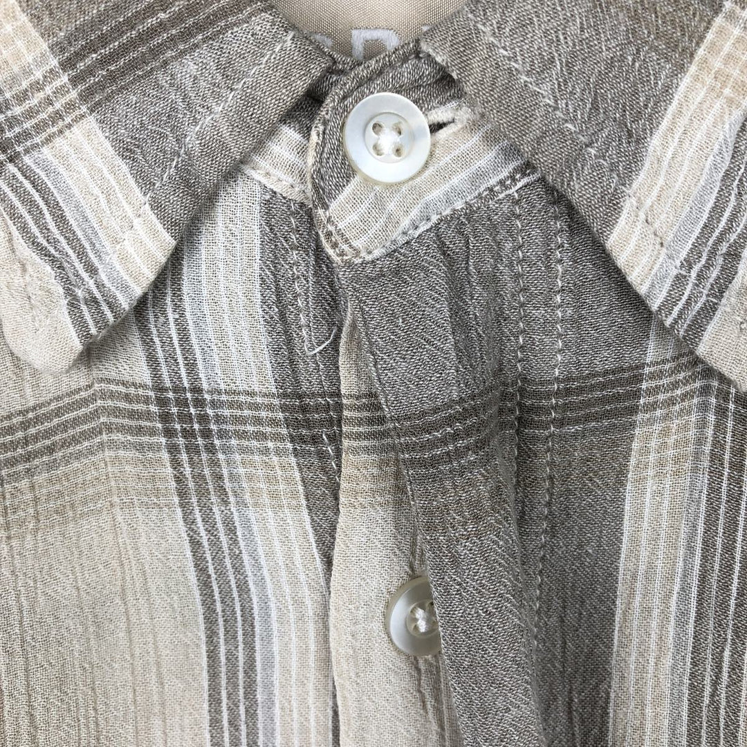 CRB Short-Sleeve Cotton x Rayon Check Shirt, Men's Size L (approx.) cotton Khaki type Vintage Second Hand