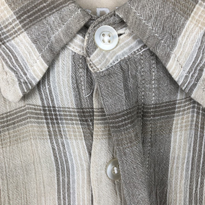 CRB Short-Sleeve Cotton x Rayon Check Shirt, Men's Size L (approx.) cotton Khaki type Vintage Second Hand