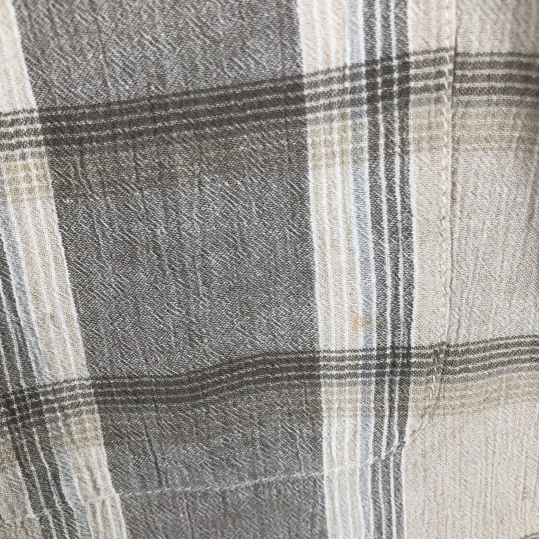 CRB Short-Sleeve Cotton x Rayon Check Shirt, Men's Size L (approx.) cotton Khaki type Vintage Second Hand