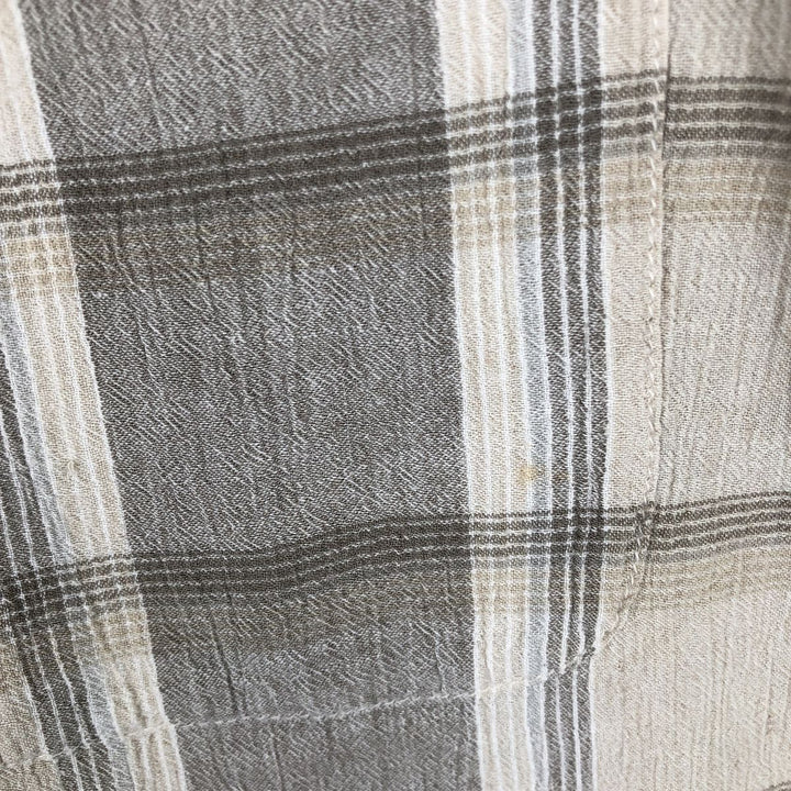 CRB Short-Sleeve Cotton x Rayon Check Shirt, Men's Size L (approx.) cotton Khaki type Vintage Second Hand