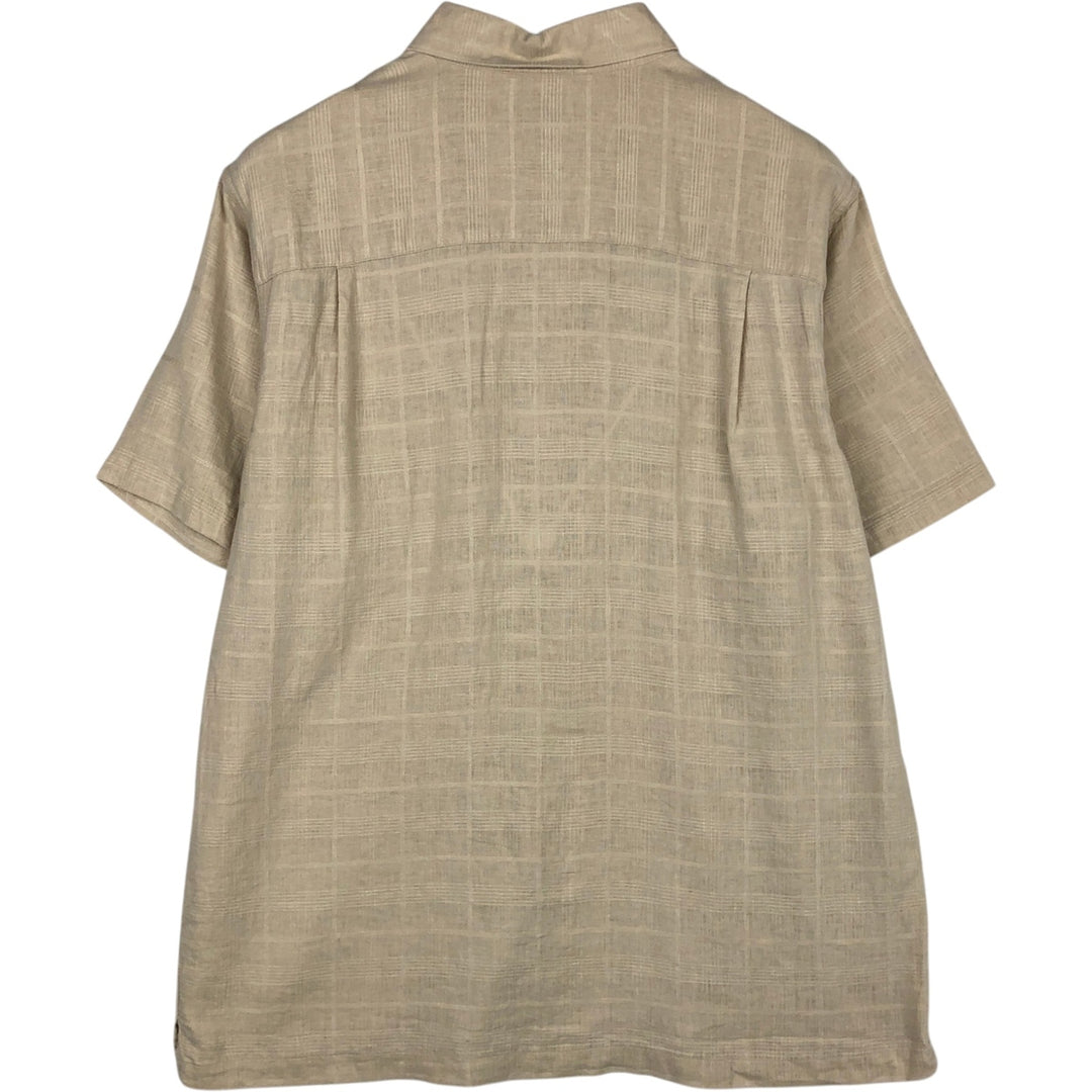 RON CHERE SKIN Short-Sleeve Linen x Rayon Box Shirt, Men's Size L (approx.) linen Beige type Vintage Second Hand