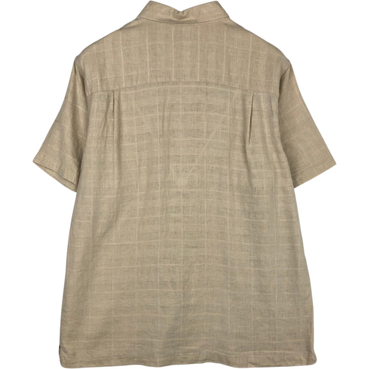 RON CHERE SKIN Short-Sleeve Linen x Rayon Box Shirt, Men's Size L (approx.) linen Beige type Vintage Second Hand