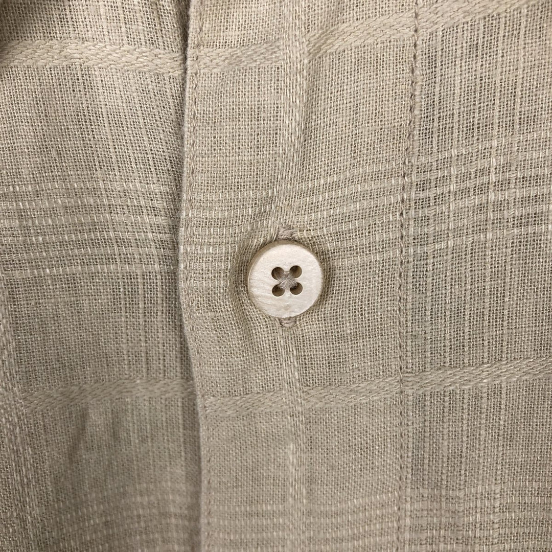 RON CHERE SKIN Short-Sleeve Linen x Rayon Box Shirt, Men's Size L (approx.) linen Beige type Vintage Second Hand