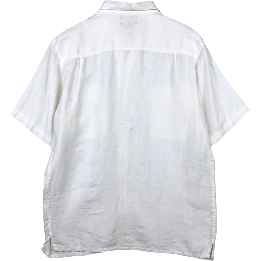 BRUNO Short-Sleeve Open-Collar Linen Shirt, Boxy Shirt, Men's Size M (approx.) linen white type Vintage Second Hand