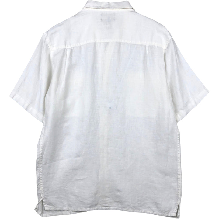 BRUNO Short-Sleeve Open-Collar Linen Shirt, Boxy Shirt, Men's Size M (approx.) linen white type Vintage Second Hand