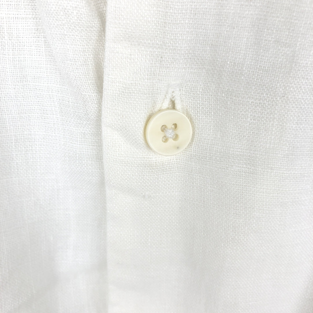 BRUNO Short-Sleeve Open-Collar Linen Shirt, Boxy Shirt, Men's Size M (approx.) linen white type Vintage Second Hand