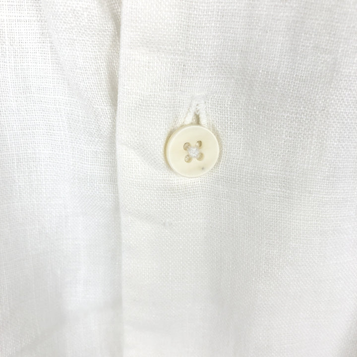 BRUNO Short-Sleeve Open-Collar Linen Shirt, Boxy Shirt, Men's Size M (approx.) linen white type Vintage Second Hand