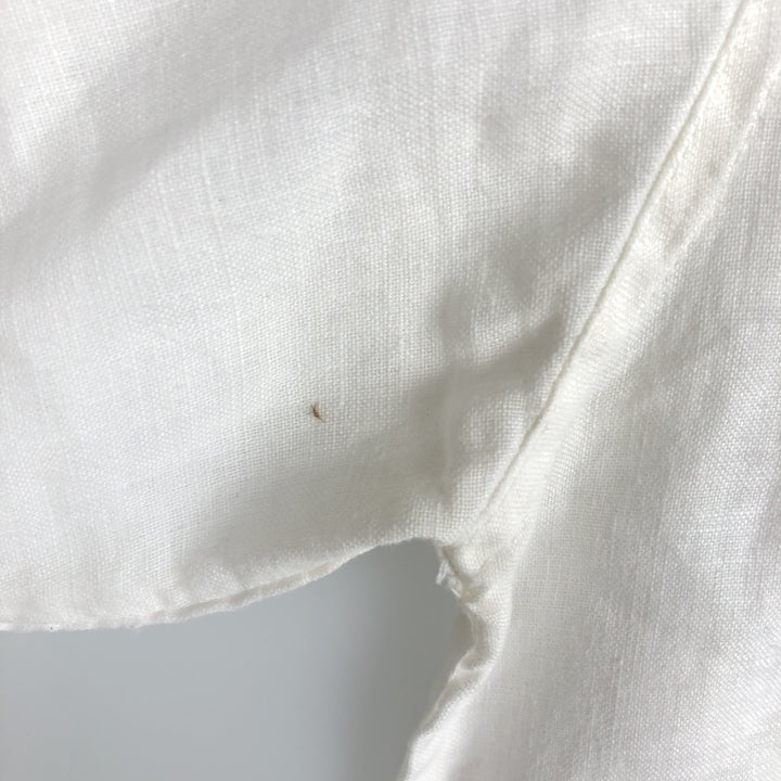 BRUNO Short-Sleeve Open-Collar Linen Shirt, Boxy Shirt, Men's Size M (approx.) linen white type Vintage Second Hand