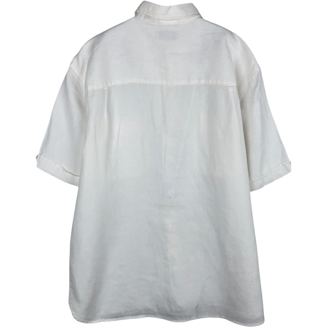 Cubavera Short-Sleeve Linen Shirt, Men's Size L (approx.) linen white type Vintage Second Hand