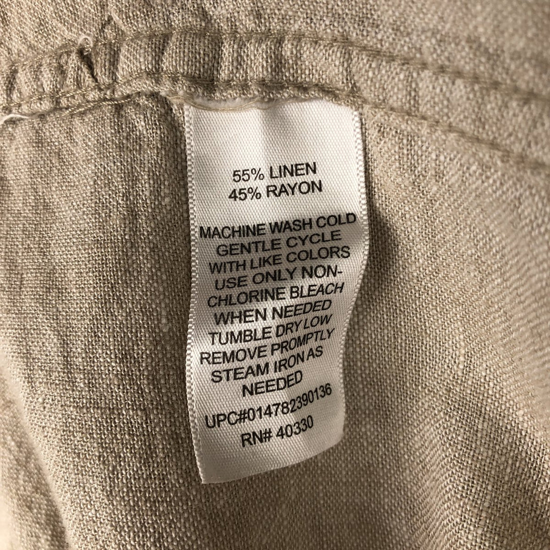 HAGGAR Open Collar Linen x Cotton Short Sleeve Two-Tone Shirt, Boxy Shirt, Men's XL Equivalent linen Beige type Vintage Second Hand