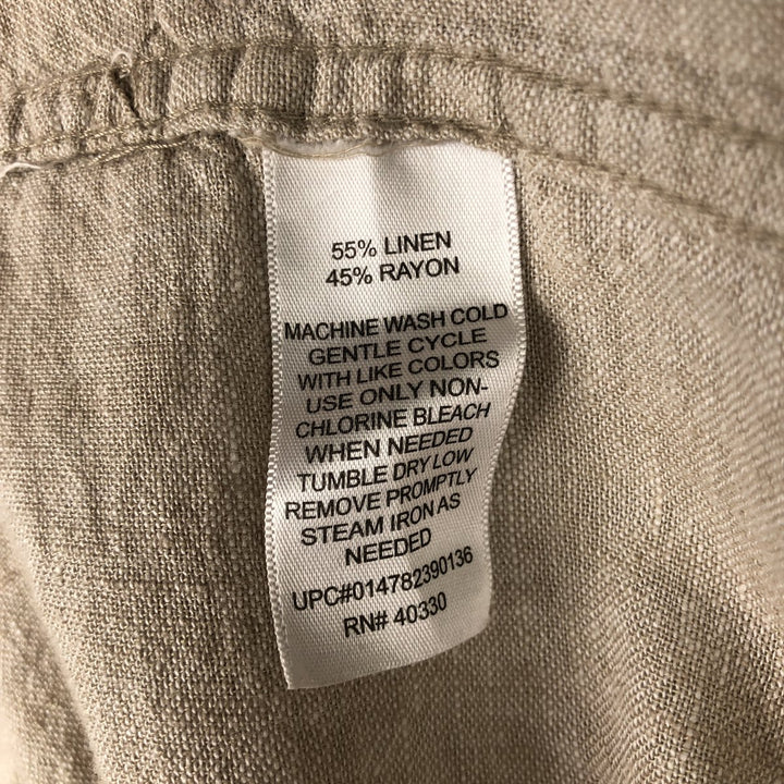 HAGGAR Open Collar Linen x Cotton Short Sleeve Two-Tone Shirt, Boxy Shirt, Men's XL Equivalent linen Beige type Vintage Second Hand