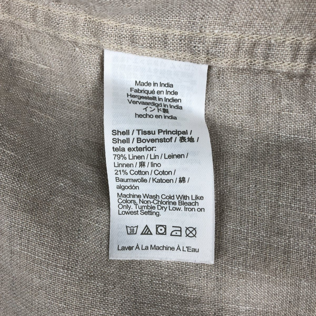 J.Crew Short-Sleeve Linen Button-Down Shirt, Men's Size L (approx.) linen Beige type Vintage Second Hand