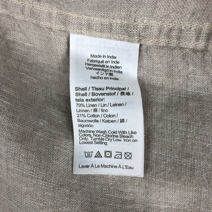 J.Crew Short-Sleeve Linen Button-Down Shirt, Men's Size L (approx.) linen Beige type Vintage Second Hand