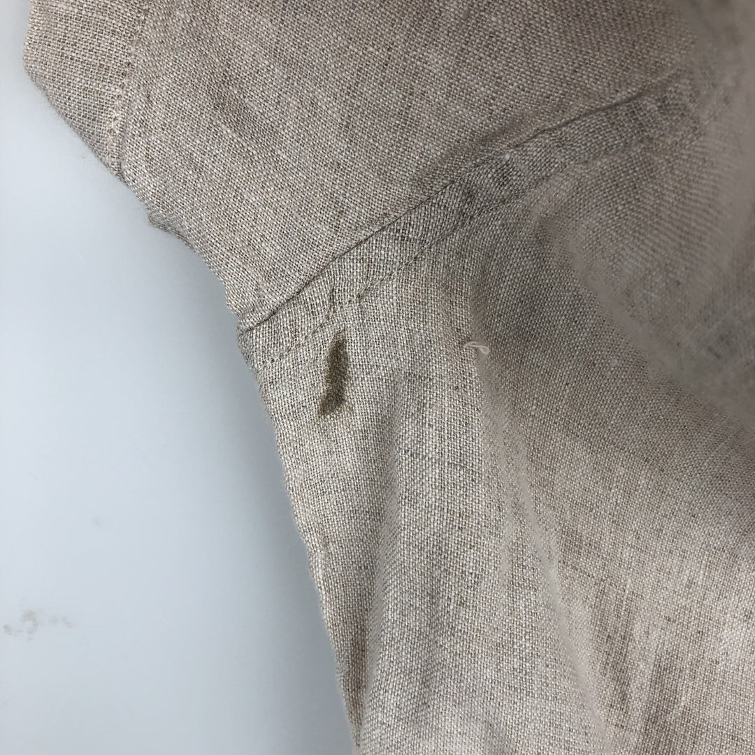 J.Crew Short-Sleeve Linen Button-Down Shirt, Men's Size L (approx.) linen Beige type Vintage Second Hand