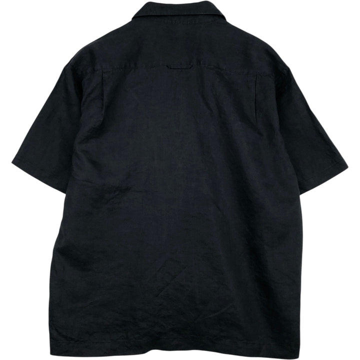 LINEA UOMO Short-Sleeve Open-Collar Linen Shirt, Boxy Fit, Men's Size XL Lamy black type Vintage Second Hand