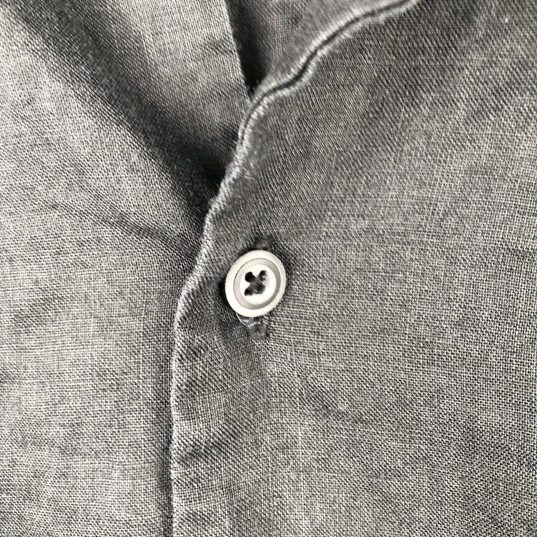 LINEA UOMO Short-Sleeve Open-Collar Linen Shirt, Boxy Fit, Men's Size XL Lamy black type Vintage Second Hand