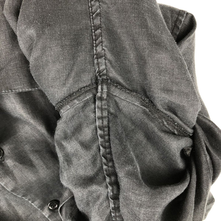 VISITOR Short-Sleeve Open-Collar Linen Shirt, Boxy Shirt, Men's Size XL linen black type Vintage Second Hand