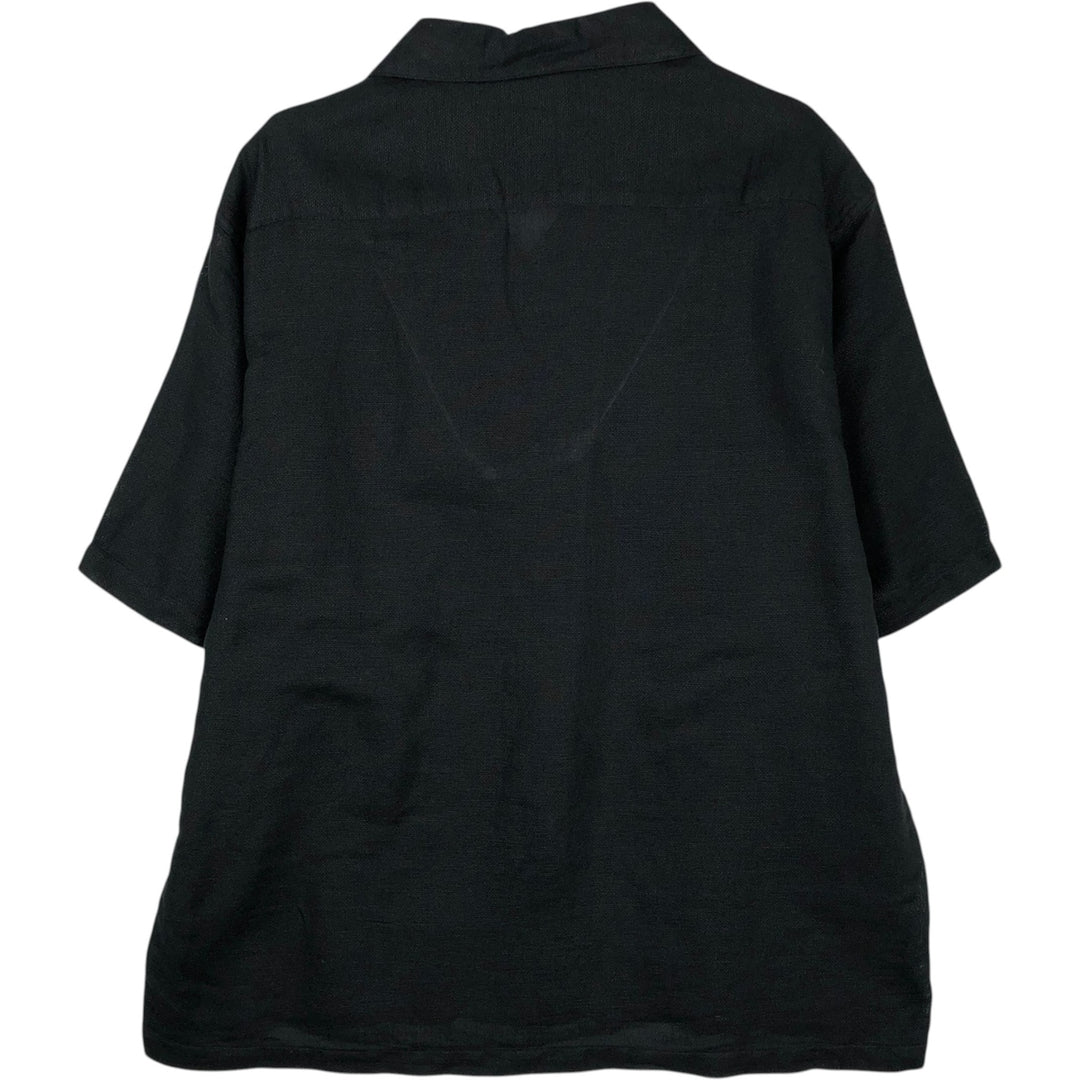 CRaZY HORSE Short-Sleeve Open Collar Ramie x Cotton Box Shirt, Men's XL Equivalent Lamy black type Vintage Second Hand