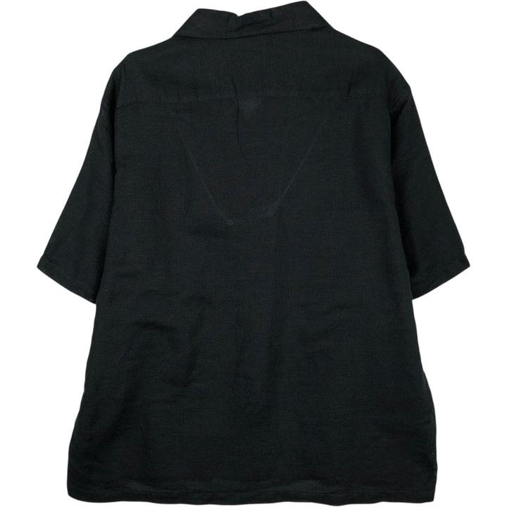 CRaZY HORSE Short-Sleeve Open Collar Ramie x Cotton Box Shirt, Men's XL Equivalent Lamy black type Vintage Second Hand