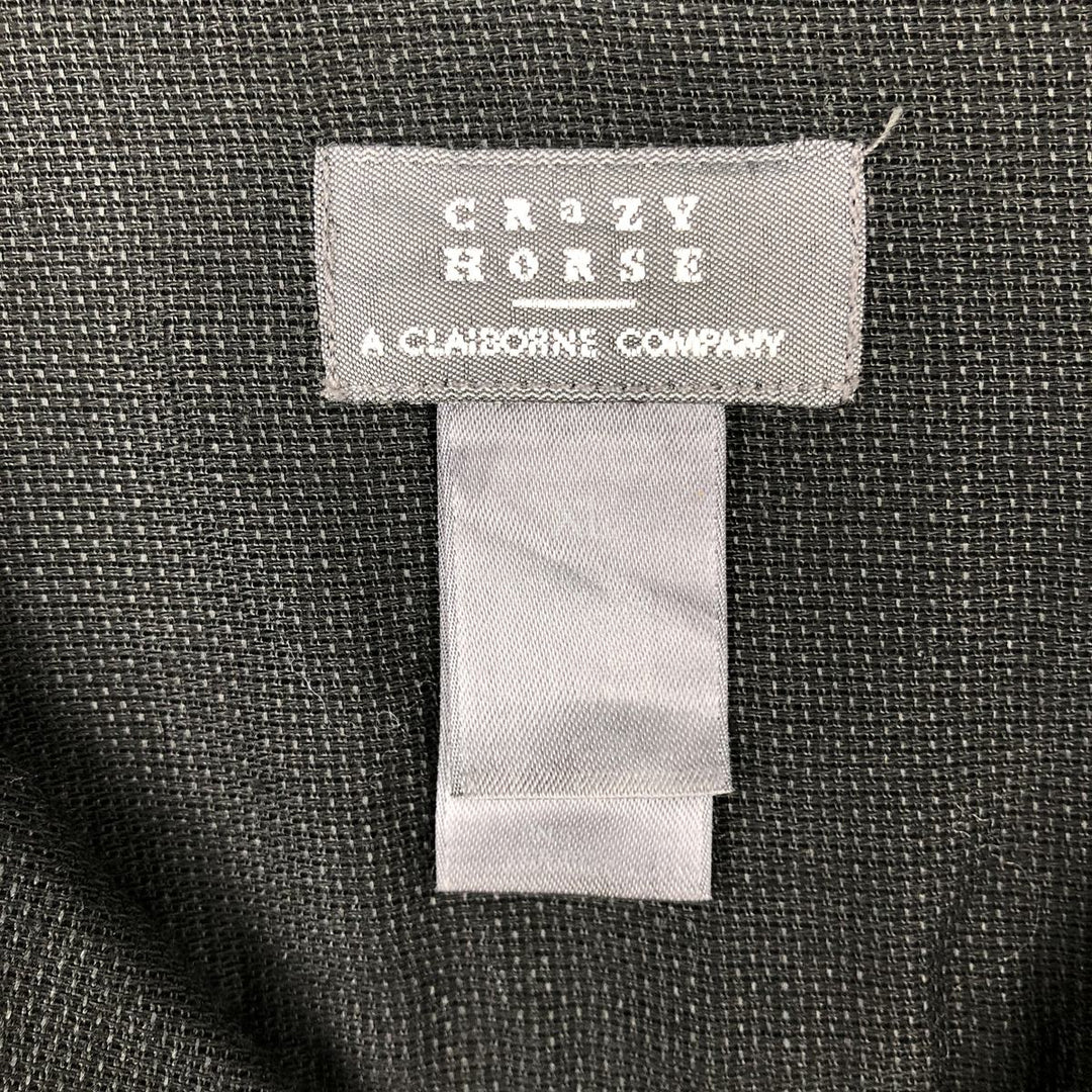 CRaZY HORSE Short-Sleeve Open Collar Ramie x Cotton Box Shirt, Men's XL Equivalent Lamy black type Vintage Second Hand
