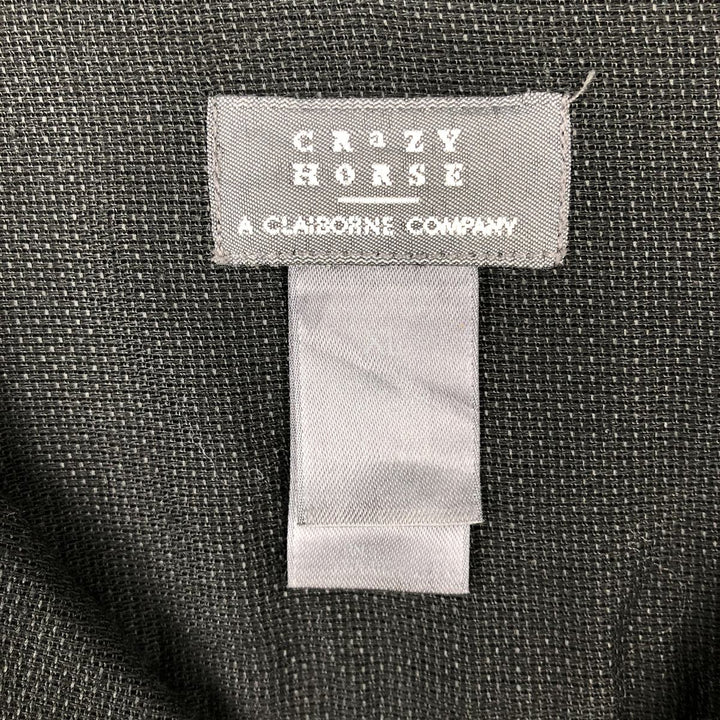 CRaZY HORSE Short-Sleeve Open Collar Ramie x Cotton Box Shirt, Men's XL Equivalent Lamy black type Vintage Second Hand