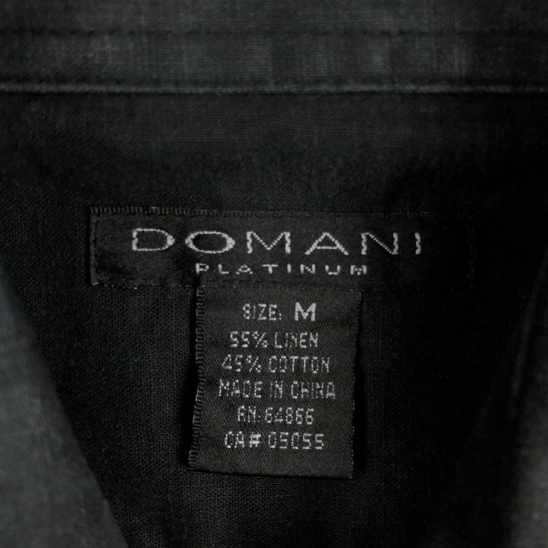DOMANI Short-Sleeve Cotton x Linen Box Shirt, Men's Size M (approx.) linen black type Vintage Second Hand