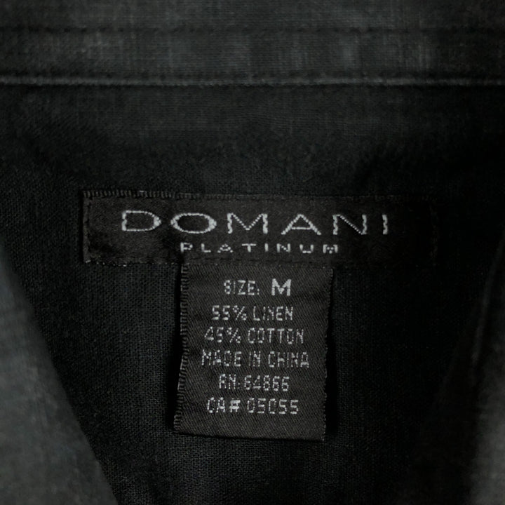 DOMANI Short-Sleeve Cotton x Linen Box Shirt, Men's Size M (approx.) linen black type Vintage Second Hand