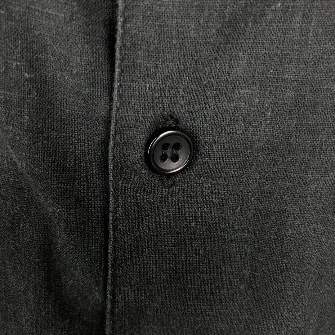 DOMANI Short-Sleeve Cotton x Linen Box Shirt, Men's Size M (approx.) linen black type Vintage Second Hand