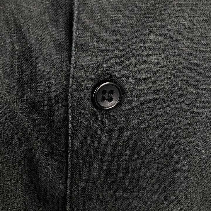 DOMANI Short-Sleeve Cotton x Linen Box Shirt, Men's Size M (approx.) linen black type Vintage Second Hand