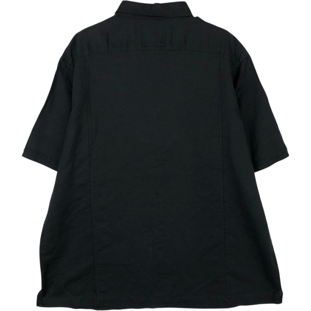 Liz Claiborne claiborne short sleeve linen shirt box shirt men's XL size linen black type Vintage Second Hand