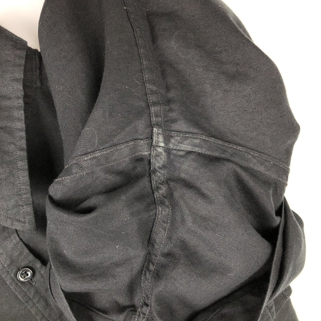 Liz Claiborne claiborne short sleeve linen shirt box shirt men's XL size linen black type Vintage Second Hand