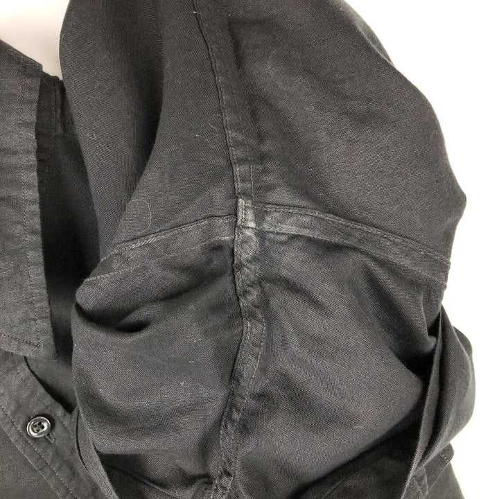 Liz Claiborne claiborne short sleeve linen shirt box shirt men's XL size linen black type Vintage Second Hand